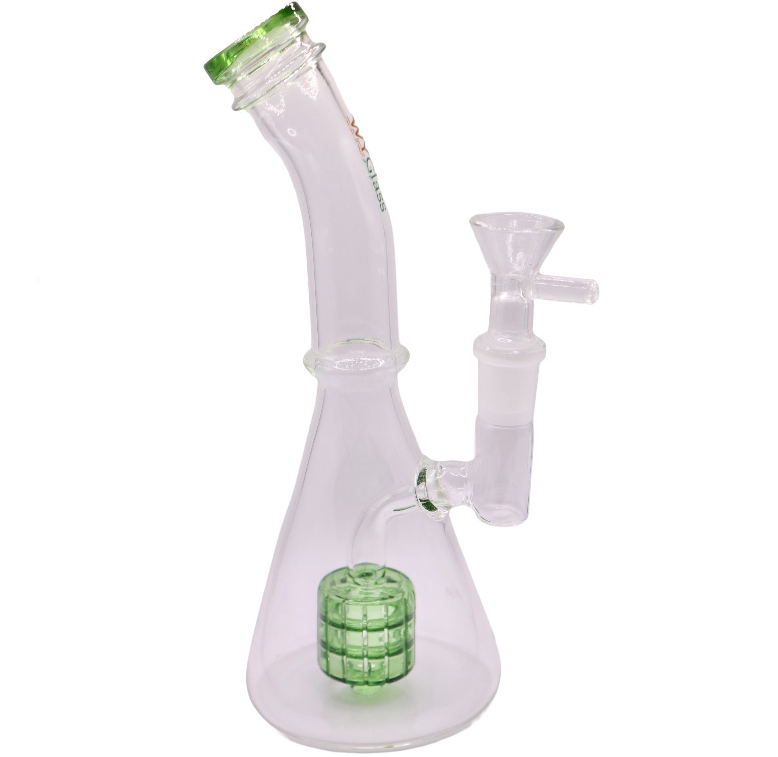 Small-Curve-Clear-Green-Bong-(white)